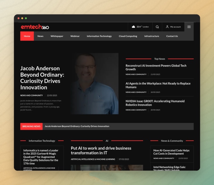 emtech 360 magazine website design