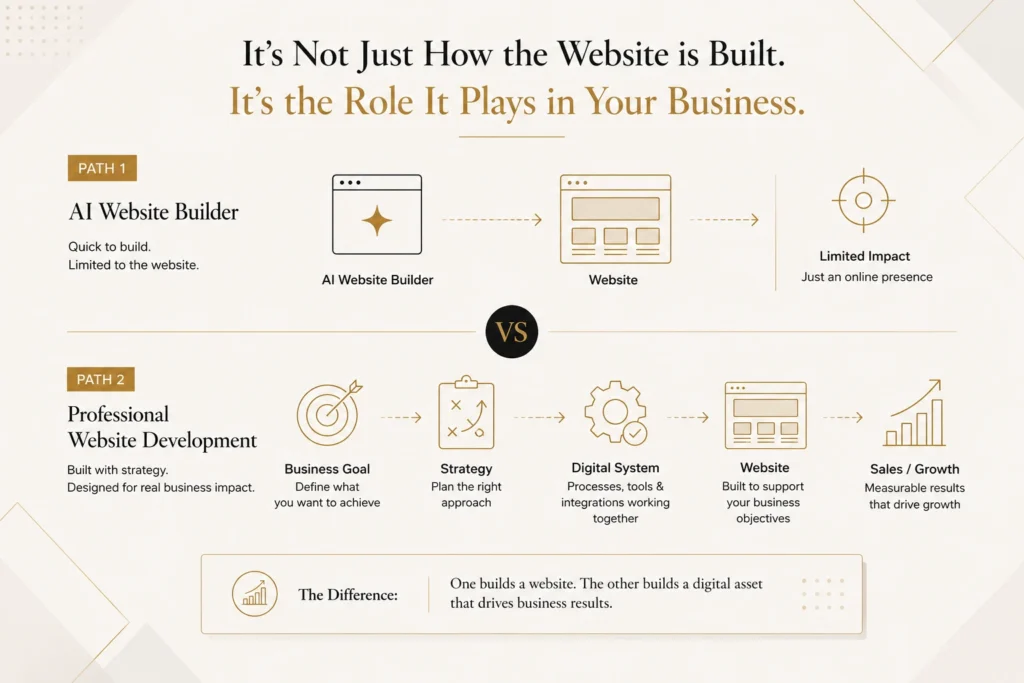 AI website builder vs professional website development for business