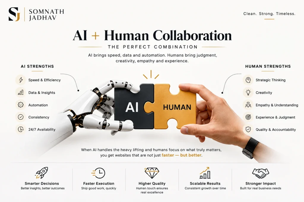 AI Website Development in 2026 : A Complete Guide to AI Website Builders, Benefits, Risks & Business Use Cases 4 AI Human Collabration